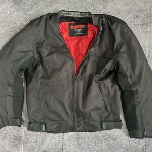 Men's SpeedRag Falcon Black Red Quilted Padded Textile Motorcycle Jacket Sz XL